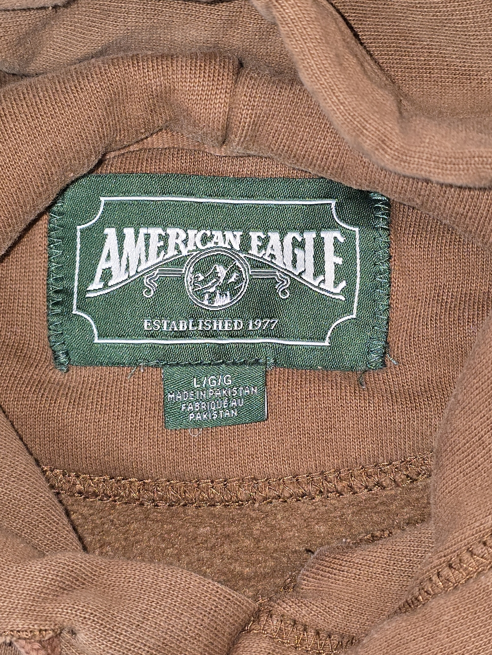 American Eagle Men's Brown Pullover Hoodie Y2K Large - Picture 3 of 11